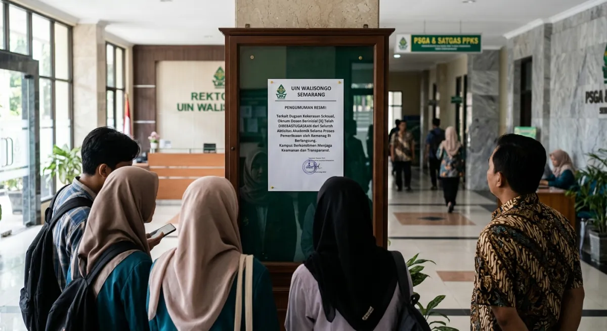 DUGAAN KEKERASAN SEKSUAL, UIN WALISONGO BEBASTUGASKAN OKNUM DOSEN DAN SERAHKAN SANKSI KE KEMENAG