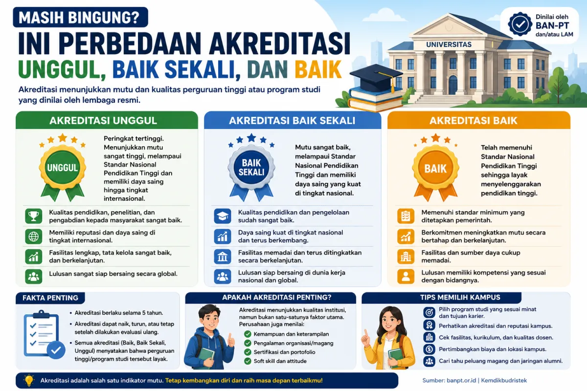 Masih Bingung? Ini Perbedaan Akreditasi Unggul, Baik Sekali, dan Baik
